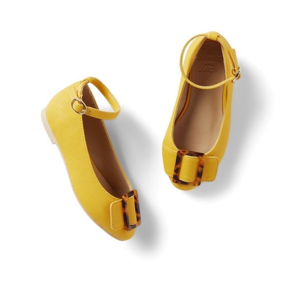 Janie and Jack Yellow Square Tortoise Buckle Flats - Picture 2 of 5